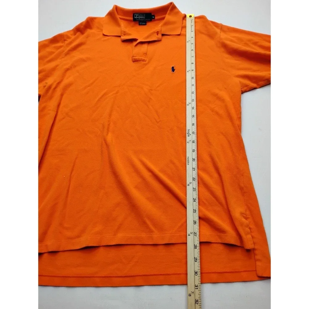 VTG Polo By Ralph Lauren Polo Shirt Mens xL Orange 100% Cotton Pony Logo Classic